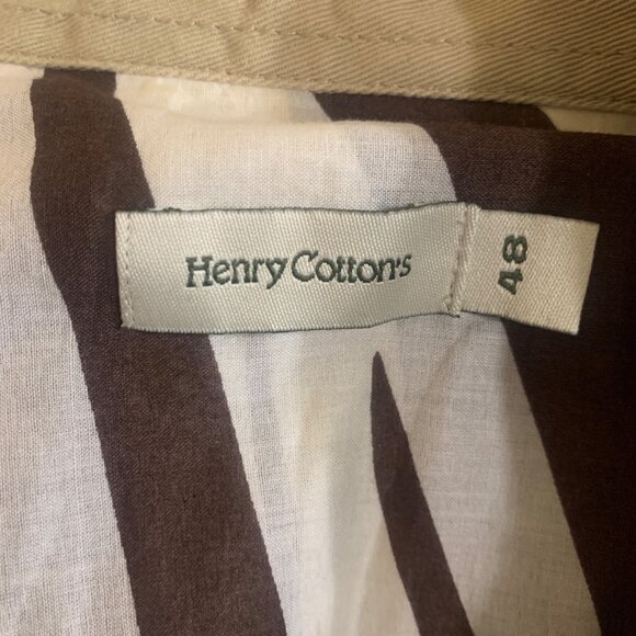 VTG Henry Cottons Top Zebra Print Blue Stones Lined placket Sz 48 L/XL Safari - Picture 10 of 12